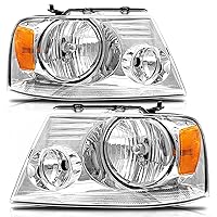 Ford F150 Headlights for 2004 2005 2006 2007 2008 /Lincoln Mark LT Headlights Assembly Pair for 2006-2008 Chrome Housing NOT Fit 2004 Ford F-150 Heritag