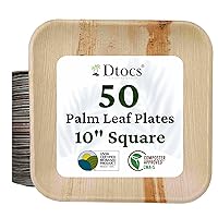 Palm Leaf Plates 10 Inch Square 50 Pack Dinner Plate | Bamboo Plate Disposable Like Compostable Plates, Charcuterie Board, Cheese Platter | Wedding Plate Set Sturdy than 10