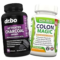 Activated Charcoal & Colon Cleanse Detox - Organic Coconut Charcoal Pills & Intestinal Cleanse for Stomach Gas & Bloating for Men Women Kids - Active Charcoal Capsules Supplements for Bowel Movements