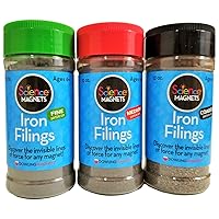 Dowling Magnets Iron Filings Variety Pack, 3 Jars (fine, Medium, coarse), 12 Ounces Each (731050)