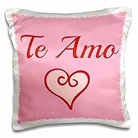 3dRose te amo I love you in Spanish red letters with a picture of a heart - Pillow Case, 16 by 16-inch (pc_201925_1)