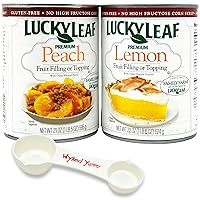 Wyked Yummy Lemon Pie Filling and Peach Pie Filling Bundle with (1) 21oz Can Peach Filling (1) 22oz Can Lemon Filling and (1) All in One Spoon for Measuring Ingredients for your Lemon Meringue Pie and Peach Cobbler
