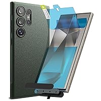 Ringke Onyx Case Compatible with Galaxy S24 Ultra [Dark Green] + Dual Easy Film Compatible with Galaxy S24 Ultra [2 Pack]