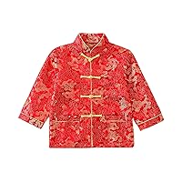Boy Tang Suit Dragon Long Sleeve Shirt Chinese New Year outfit Chinese Traditional Clothes for Kids