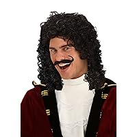 Men's Pirate Captain Hook Costume Wig | Long & Curly Black Pirate Wigs for Cosplay Parties | Wavy Adult Wigs ST