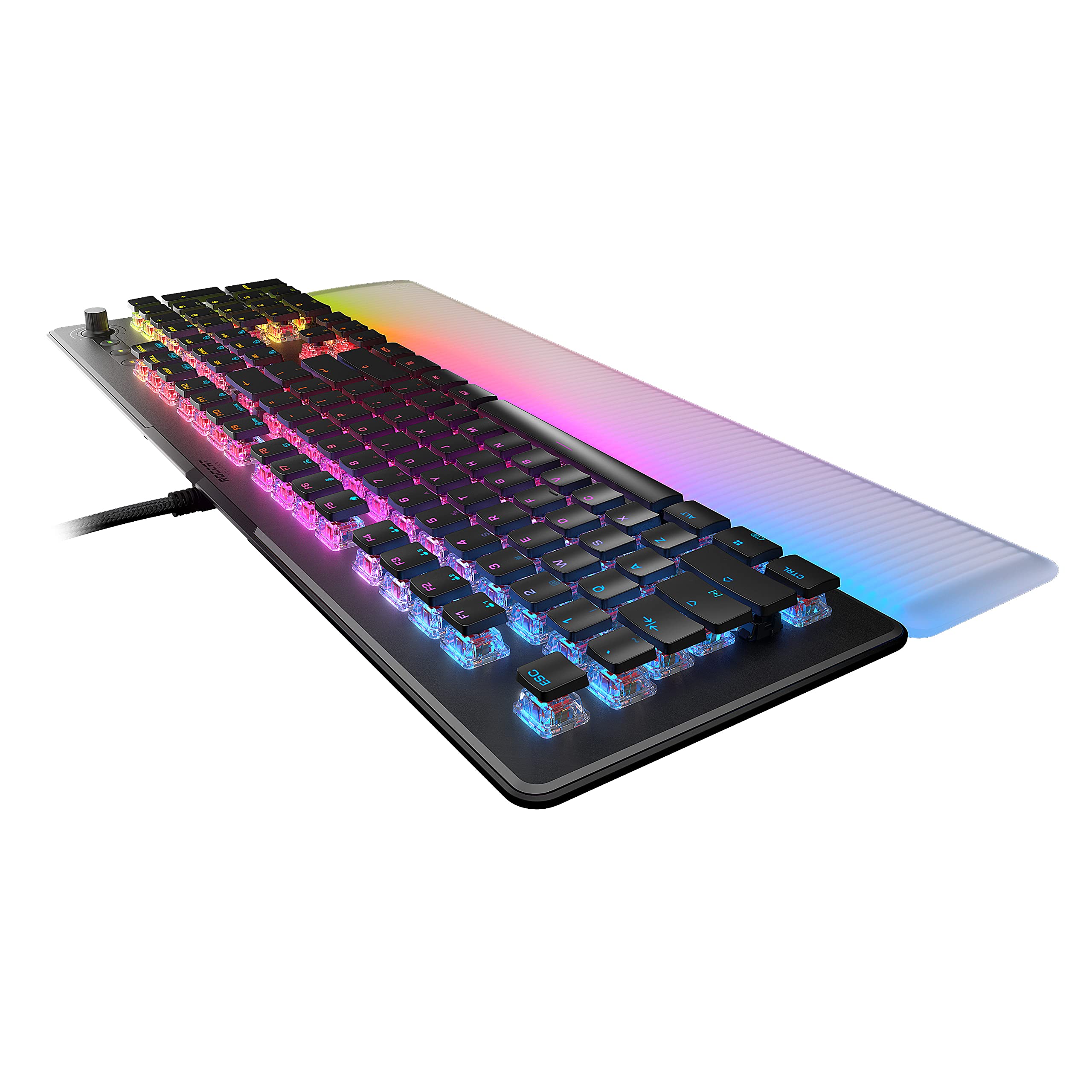 ROCCAT Vulcan II Max – Optical-Mechanical PC Gaming Keyboard with Customizable RGB Illuminated Keys and Palm Rest, Titan II Smooth Linear Switches, Aluminum Plate, 100M Keystroke Durability – Black