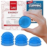 LURE Essentials Ionic Energy Cupping Therapy Set – Cupping Kit for Massage Therapy –Silicone Cupping Set for Joints – Plantar Fasciitis Foot Pain – Neck Massage - Back Muscle Knot