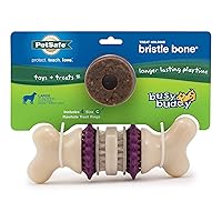 PetSafe Busy Buddy Bristle Bone - Treat-Holding Toy for Dogs - Treat Rings Included - Treats Thoroughly Mixed During Bake to Prevent Choking - Rigorously Tested Ingredients - Purple, Large