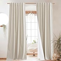 NICETOWN 100% Blackout Natural Linen Curtains 90