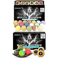 Bath Bombs for Men - Bundle of 26 Scented Organic Handmade Bath Bombs of 2.5 Oz with Natural Essential Oils, Unique Strong Manly Scents, for Boyfriend, Husband, Father or Friend, by ZenseMe