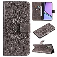 Case for Oppo Realme C67 4G, Premium PU Leather Magnetic Flip Wallet Case with Card Holder Cash Slot Lanyard Strap Kickstand Function Shockproof Cover (Grey)