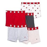 Petit Bateau Boys' 5 Pack Printed and Solid Boxers with Star Waistband