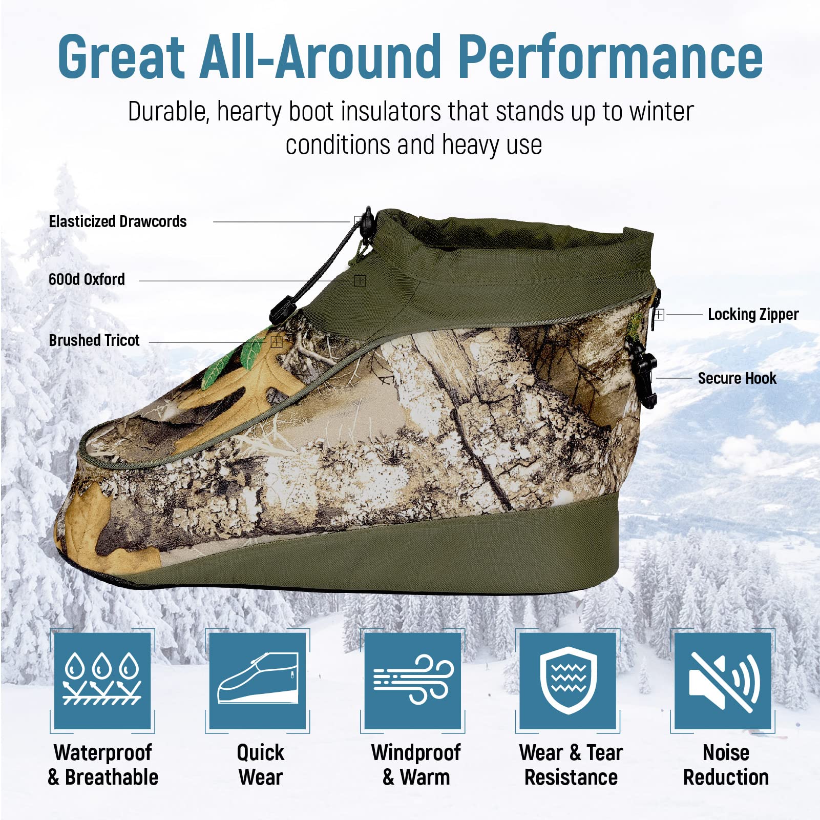 LANCERGEARS Insulated Boot Covers Hunting Insulators- Boot Insulators Prevent Debris|Water|Snow|Ice, Hunting Accesorios Boot Cover for Hunting|Fishing|Wildlife Photography|Birdwatching