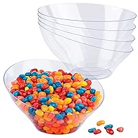 Medium Clear Plastic Serving Bowls (Set of 4) Disposable Candy Dishes, Buffet Containers for Chips, Popcorn, Snacks, Mints, Salad Bar, Snack Bowl, Parties, Office Desk, Bridal Shower, Party Supplies