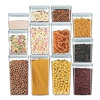 12Pcs Pop Containers with Lids Airtight Food Storage Containers Stackable Container with Labels, BPA-Free for Cereal Snack Flour Sugar Coffee Pasta - (1.2, 2.0, 2.7, 3.3qt)*3