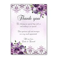 30 Thank You Cards Notes Purple Floral + 30 White Envelopes