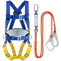 Universal Full Body Fall Protection Safety Harness with Dorsal D-Ring and Mating Buckle Legs，roofing harness construction harness ANSI/ASSP Compliant,internal Shock Absorbing landyard&Hook