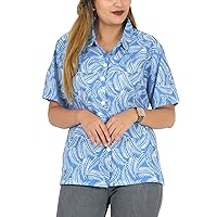 HAPPY BAY Women's Hawaiian Short Sleeve Blouse Shirt