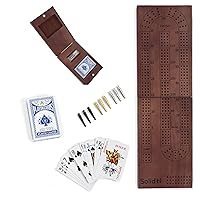 Folding Wooden Cribbage Board Game Set for 2-4 Players | Travel Cribbage Board with Storage Area, Deck of Playing Cards, Metal Cribbage Pegs, and Instructions
