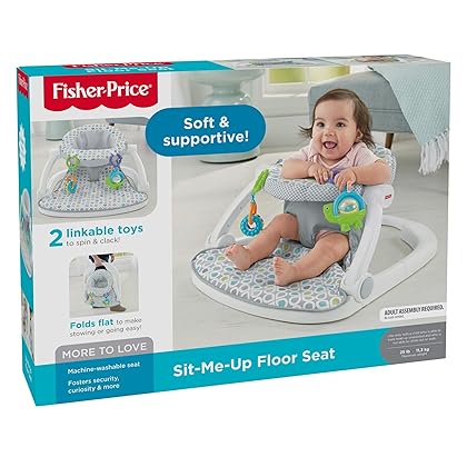 Fisher-Price Sit-Me-Up Floor Seat - Honeydew Drop, Portable Infant Chair with Toys