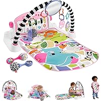 Fisher-Price Baby Gift Set Glow and Grow Kick & Play Piano Gym Baby Playmat & Musical Toy with Smart Stages Learning Content, Plus 2 Maracas for Ages 0+ Months, Pink (Amazon Exclusive)
