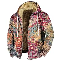 Men's Zipper Jacket Hoodie Retro Print Jacket And Autumn Casual Trend Hooded Jacket Cropped Puffer