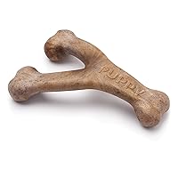 Benebone Puppy Wishbone Durable Dog Chew Toy for Gentle Chewers, Real Bacon, Made in USA, Medium