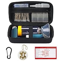 Travel Carrying Case Compatible with Asthma Inhaler Spacer for Adults and Children, Masks, Inhaler Holder with Asthma Alert Tag and Medical Card, Shoulder Strap (Only Case) (Black)