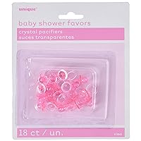 Pink Acrylic Crystal Pacifier Favors - 18 Pieces, 1'' - Adorable Party Decorations for Baby Showers and Gender Reveals