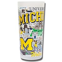 Catstudio Drinking Glass, University of Michigan Glass Cup for Kitchen, Bar Glass Drinking Glasses, Everyday Drinking Cup or Cocktail Glass, 15oz Dishwasher Safe Glass Tumbler for UM Alumni