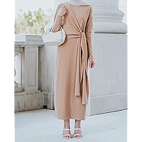 The Drop Women's Praline Side Knotted Tie Maxi Dress by @withloveleena