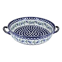 Blue Rose Polish Pottery Sweet Annie Round Casserole with Handles