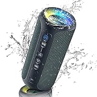 Ortizan Bluetooth Speakers, 40W Loud Stereo Portable Wireless Speaker, IPX7 Waterproof Shower Speakers with Bluetooth 5.3, Deep Bass, LED Light, Microphone, True Wireless Stereo for Home, Outdoor