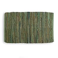 DII Chindi Home Collection Handwoven Multicolor Area Rag Run, 20x31.5, Olive Green