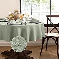 Elrene Home Fashions Laurel Solid Texture Water and Stain Resistant Tablecloth, 60