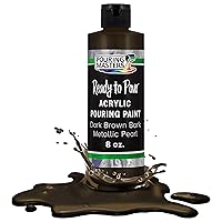 Pouring Masters Dark Brown Bark Metallic Pearl Acrylic Ready to Pour Pouring Paint – Premium 8-Ounce Pre-Mixed Water-Based - For Canvas, Wood, Paper, Crafts, Tile, Rocks and more