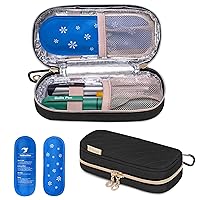 Insulin Cooler Travel Case with 2 Upgraded Ice Packs for 6-8h Cooling Time, Insulated Diabetic Medication Cooler Organizer Bag for Insulin Pens and Other Diabetes Care Supplies, Black