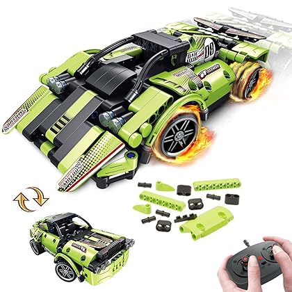GAMZOO STEM Building Toys for Kids with 2-in-1 Remote Control Racer Snap Together Engineering Kits Early Learning Racecar Building Blocks and Off-Road Best Gift for 6 7 8 and 9＋Year Old Boys and Girls