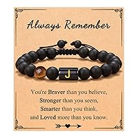 Natural Stone Initial Bracelet for Boys Men, Birthday Christmas Valentines Day Gradution Gifts for Teens Boys