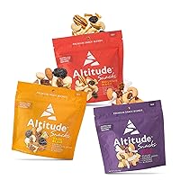 Alpen Glow, Trail Blaze and Mountain Magic Trail Mix, No Added Sugars, Dried Fruit and Mixed Nuts Healthy Snacks, Hiking Snacks and Office Snacks, Snack Pack of 3 x 5oz - Altitude Snacks