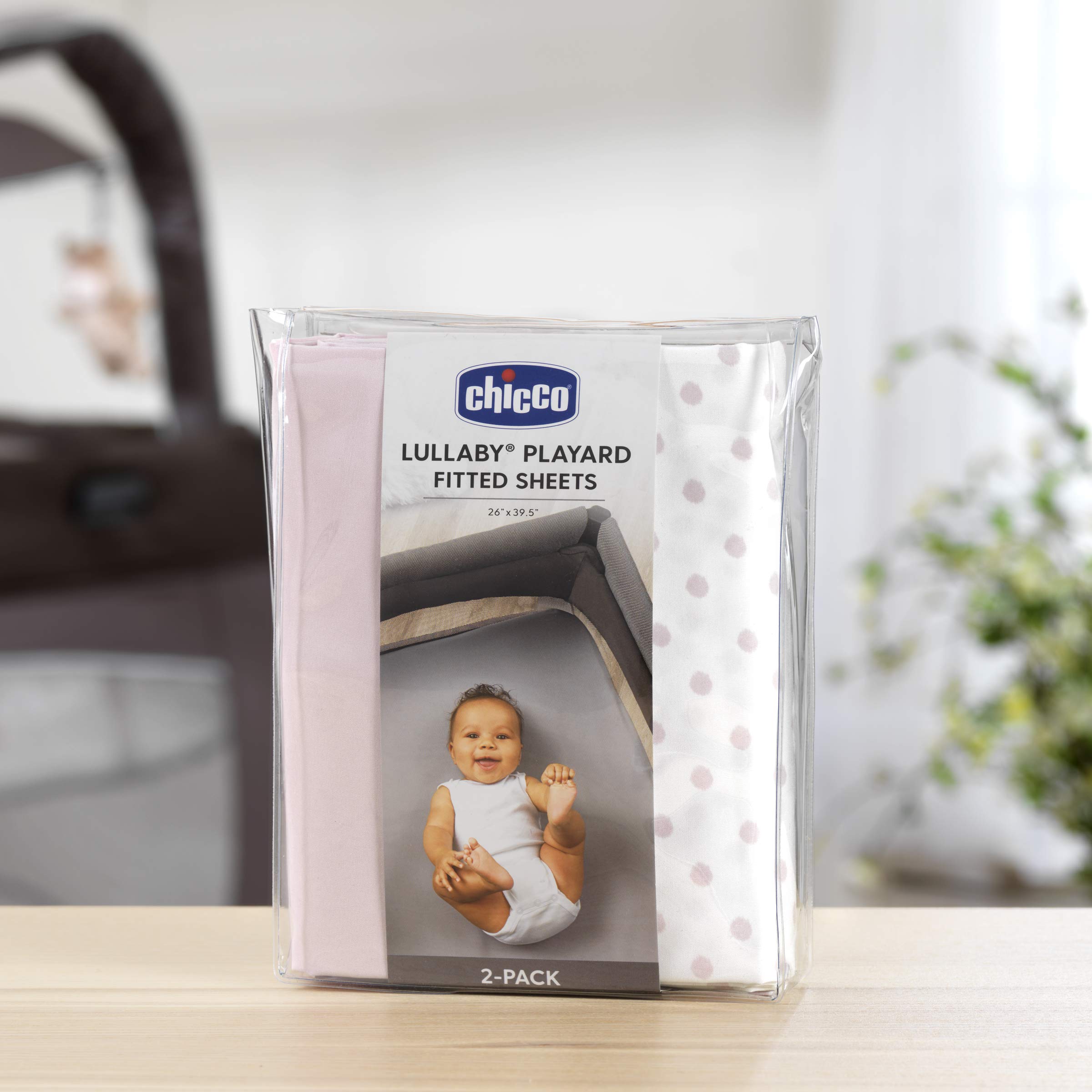 Chicco Lullaby Playard Sheets - Pink Dot 2-Pack | Pink/White