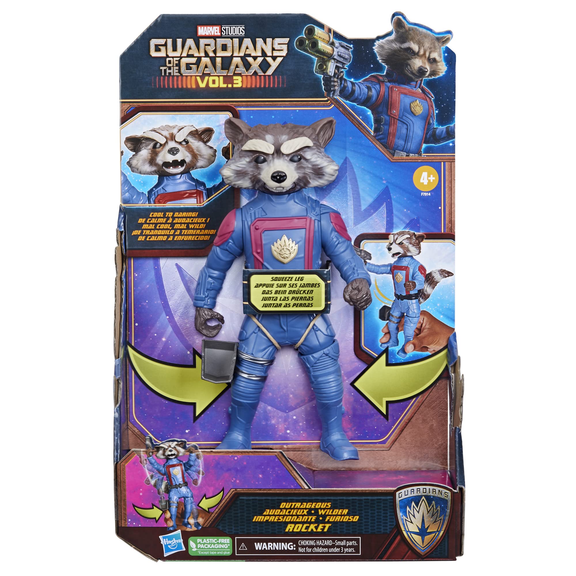 Marvel Studios’ Guardians of The Galaxy Vol. 3 Rocket Action Figure, Super Hero Toys for Kids Ages 4 and Up, 8-Inch-Scale Action Figure