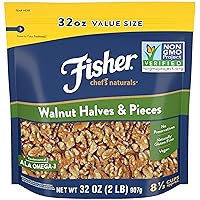 Chef's Naturals Walnut Halves & Pieces 2 lb, 100% California Unsalted Walnuts for Baking & Cooking, Snack Topping, Great with Yogurt & Cereal, Vegan Protein, Keto Snack, Gluten Free