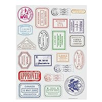Vibrant Multicolor Passport Stamp Sticker Sheets - 1.38