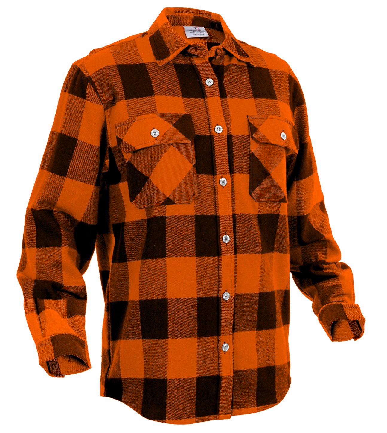 Rothco Buffalo Plaid Flannel Long Sleeve Shirt – Casual Button-Down with Heavyweight 8-oz Cotton Material