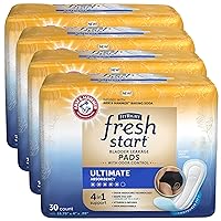 FitRight Fresh Start Postpartum and Incontinence Pads for Women, Ultimate Absorbency (120 Count) Bladder Leakage Pads with The Odor-Control Power of ARM & HAMMER (30 Count, Pack of 4)