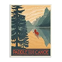 Stupell Industries Paddle Your Own Canoe Phrase Mountain Lake Adventure, Designed by Janelle Penner Wall Plaque, 13 x 19, Green