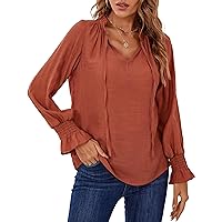 Blooming Jelly Womens Dressy Casual Tops Mock Neck Business Work Blouses Swiss Dot Keyhole Fall Fashion 2023