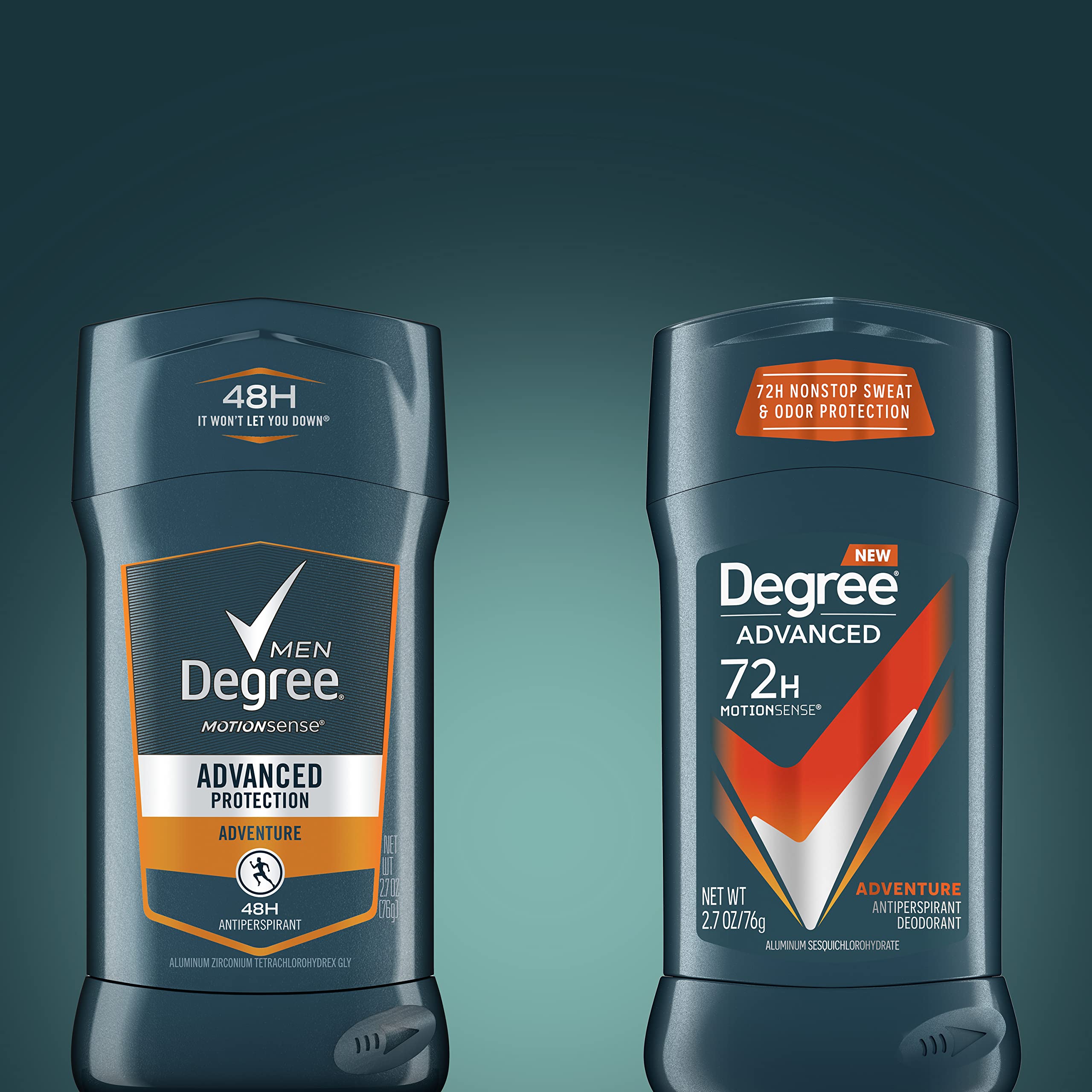 Degree Men Advanced Antiperspirant Deodorant Adventure 72-Hour Sweat and Odor Protection Antiperspirant For Men With MotionSense Technology 2.7 oz ( Pack of 4 )