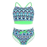 iiniim Kids Girls 2 Piece Bohemian Tankini Set Criss Cross Bikini Swimsuit Bathing Suit Swimwear Outfit